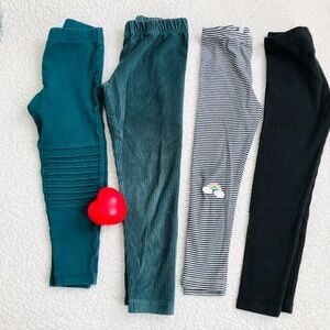 Tea Collection Teal, Green, Striped, and Black Leggings Set